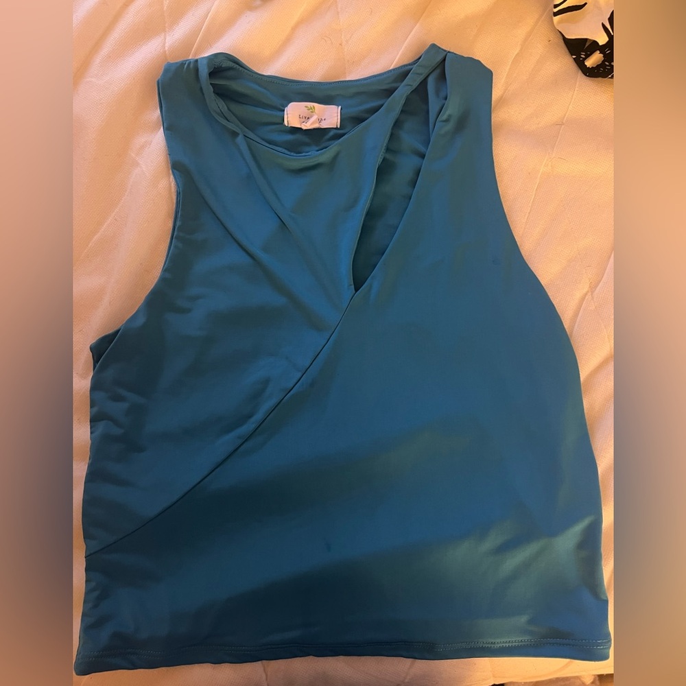 Blue cutout going out top